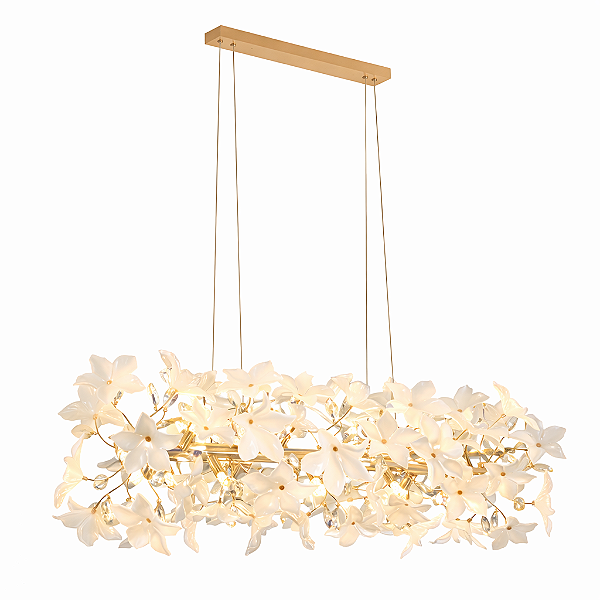Pendente Metal Dourado e Vidro Branco 18xG9