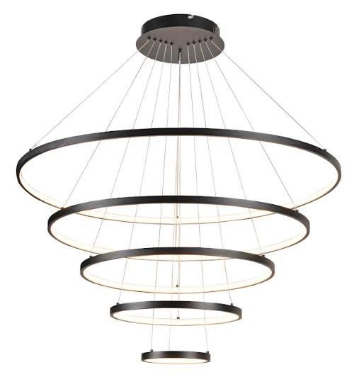Pendente LED Preto em Ferro e Silicone 188W Bivolt 3000K 4000K 6000K (FD16010)