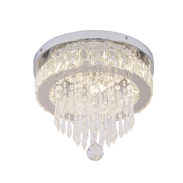 Plafon Cromado de Cristal com Controle Remoto 30cm LED 50W Bivolt (DCX02534)