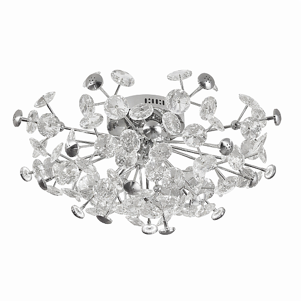 Plafon Cromado de Cristal 62x30cm com 12 Lâmpadas G4 (DCX06233)