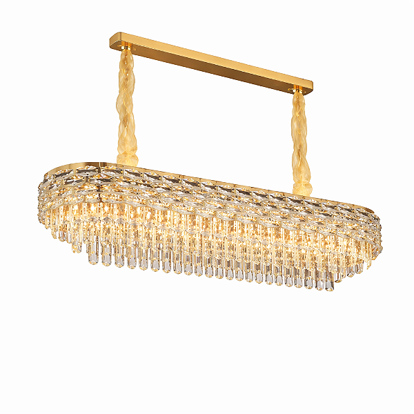 Pendente Metal Dourado e Cristais Transparentes 12xE14