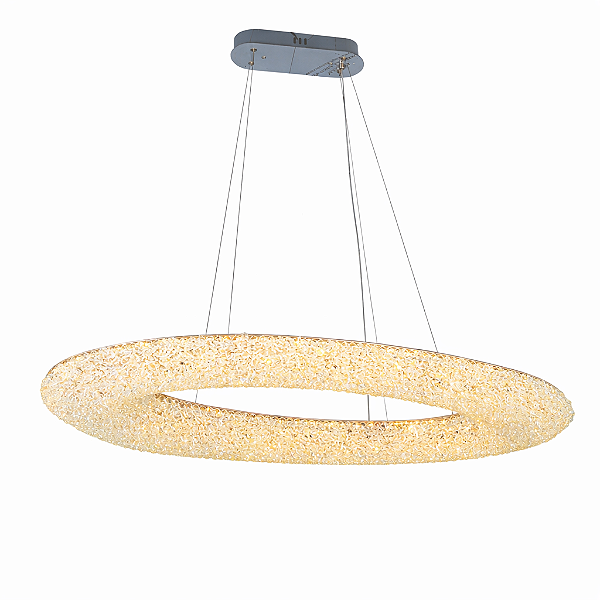 Pendente LED Metal Dourado e Cristais 84W 3000K Bivolt