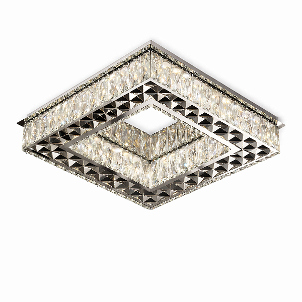 Plafon LED Cromado com Cristal 35cm 32W Bivolt com Controle Remoto