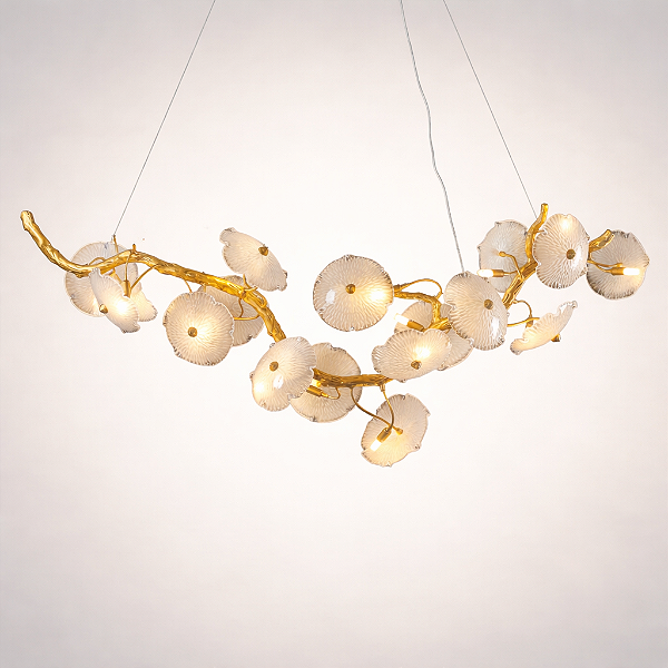 Pendente Dourado com Vidro 165cm 16 lâmpadas G9 Cabo 2M (DCD01740)