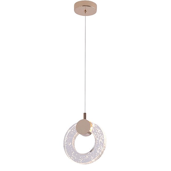 Pendente LED Dourado em Metal e Critasl 15cm 6W 3000K Bivolt (QD05128)