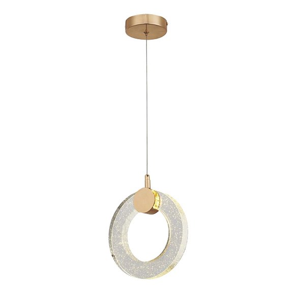 Pendente LED Dourado em Metal e Cristal 20cm 6W 3500K Bivolt (QD05129)