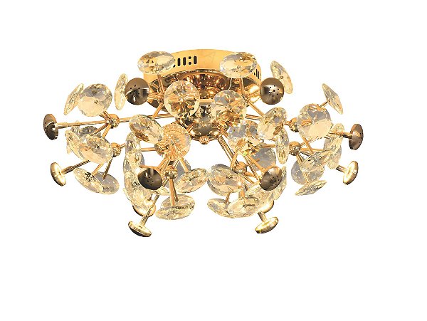 Plafon Dourado de Cristal 62x30cm com 12 lâmpadas G4 (DCX06217)