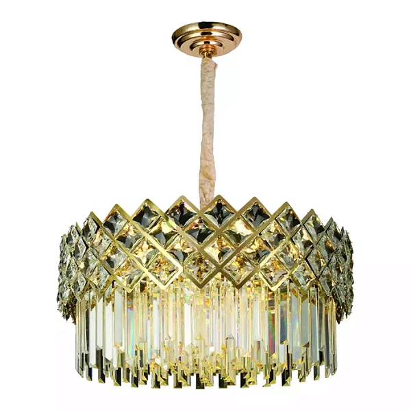 Pendente de Cristal Dourado 58×29cm com 12 lâmpadas E14 (DCD01002D)