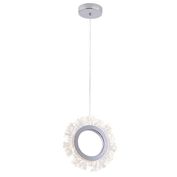 Pendente LED Cromado em Metal e Acrilico 20cm 6W 3000K Bivolt (QD05188)