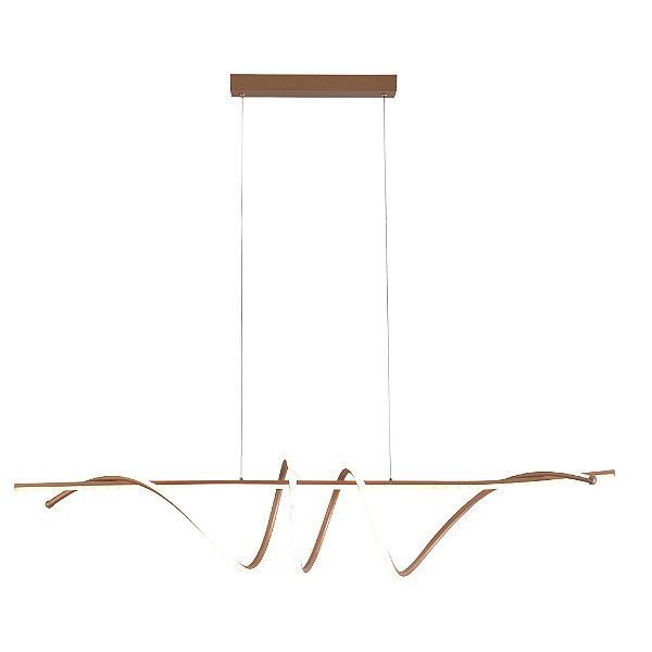 Pendente LED Linear Dourado em Metal e Silicone 120x20cm 72W 3000K Bivolt (QD05374)