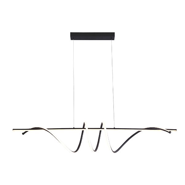 Pendente LED Linear Preto em Metal e Silicone 120x20cm 72W 3000K Bivolt (QD05375)