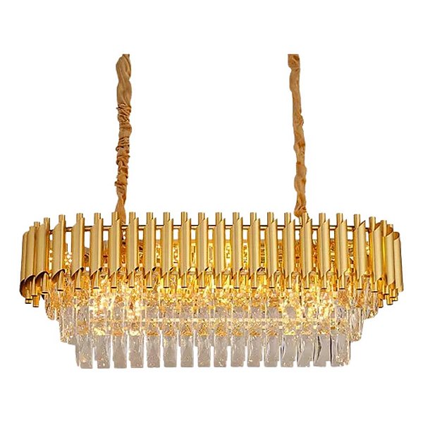 Pendente Dourado com Vidro Transparente 75X35cm 8xE14 (DCD06512)