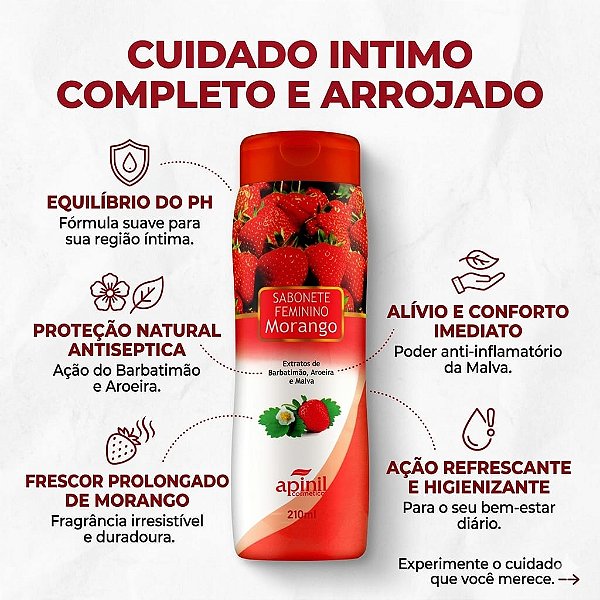 Sabonete Liquido Intimo Feminino AROMA MORANGO