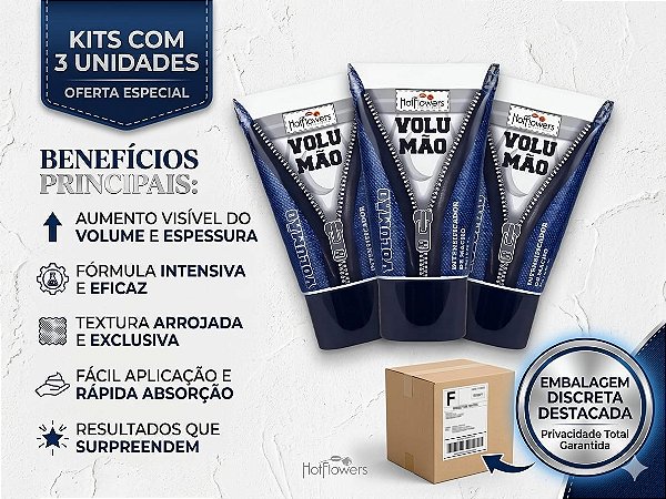 Kit 3 Gel Volumão Intensificador Masculino Hotflowers 25g