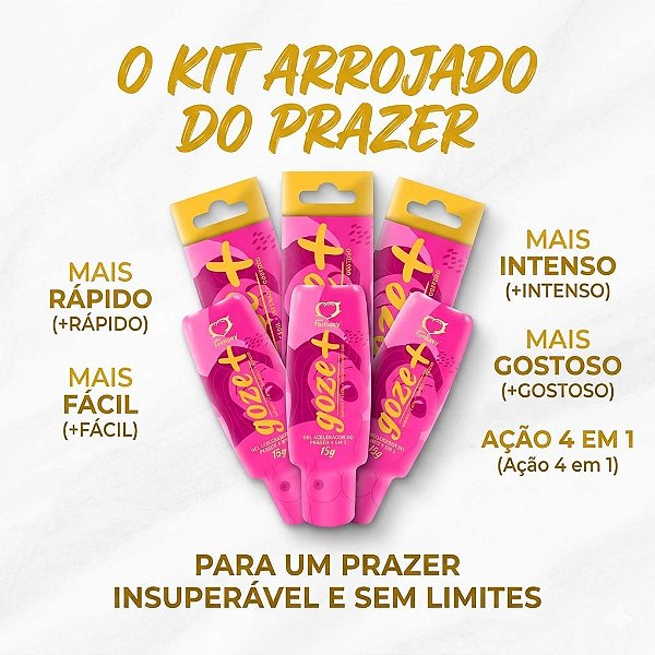 Kit Com 3 Goze+ Gel Excitante Feminino 4 Em 1 Acelerador 15g