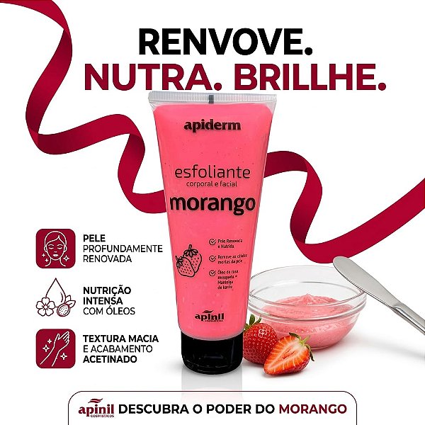 Esfoliante Corporal e Facial Apiderm Morango 190g Todo Tipo de Pele