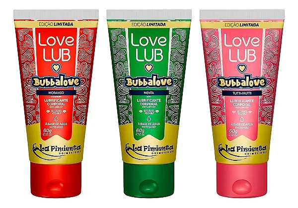 Lubrificante Íntimo Love Lub Bubbalove Kit 3 Sabores