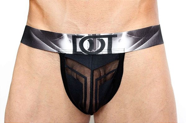 Cueca Jockstrap Semi Transparente Preta J19