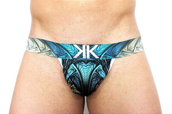 Cueca Jockstrap Estampada com Elástico Branco-J8