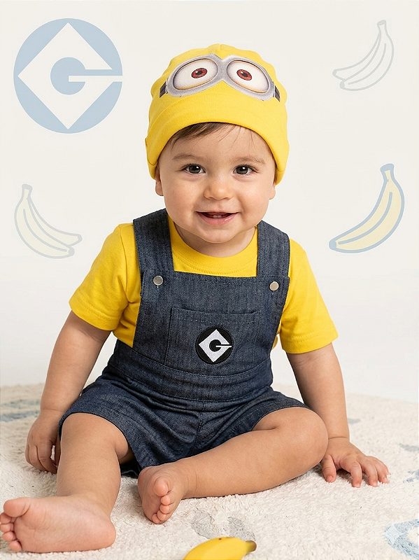 Fantasia Minions Bebê com Macacão e Touca