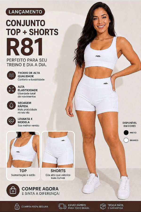Conjunto Top + Shorts com 2 bolsos R81
