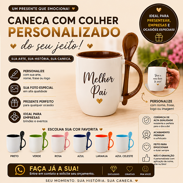 Caneca com colher personalizada