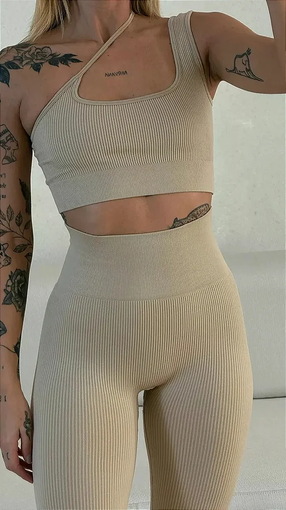 Conjunto de calça fitness sem costura 0 transparência
