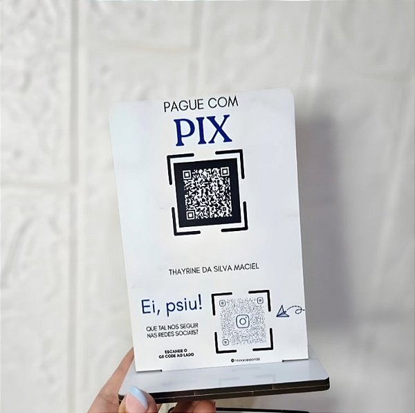 Placa Acrílico Personalizada PIX com QR Code