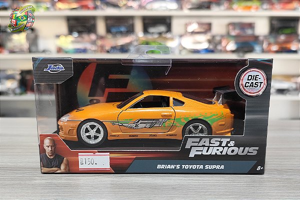 Miniatura Toyota Supra 1995 - Laranja - Velozes e Furiosos - Jada Toys - Escala 1/32
