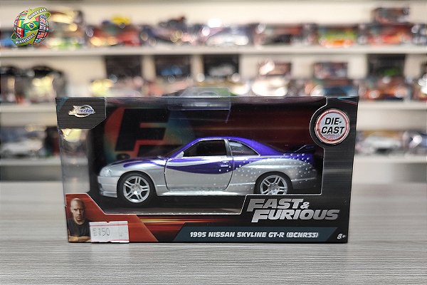 Miniatura Nissan Skyline GT-R 1995 - Velozes e Furiosos - Jada Toys - Escala 1/32