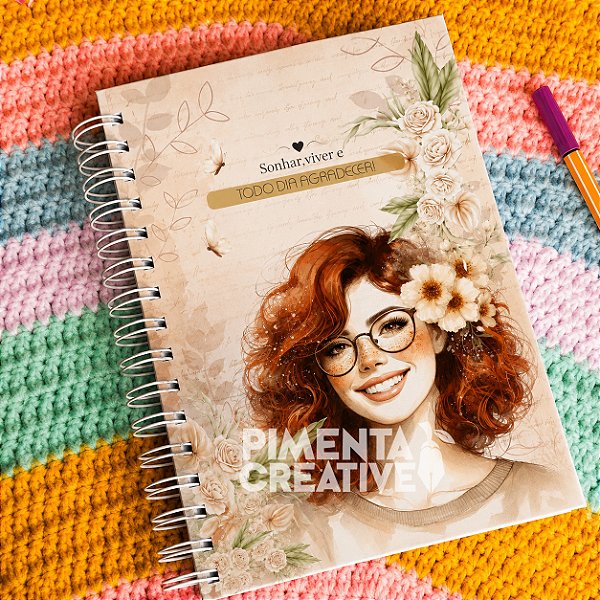 Caderno Personalizado A5 15x21cm Feminino Mulheres Incríveis – Sonhar, Viver e Agradecer