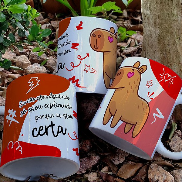 Caneca Capivara com Frases e Cores Alternativas