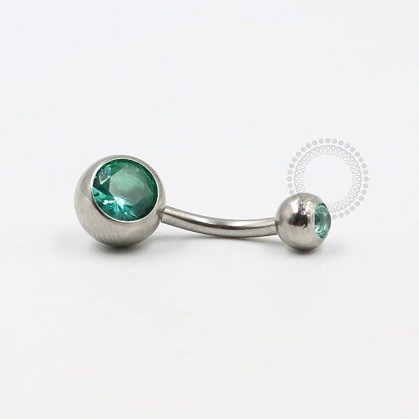 BZ08 Navel Tradicional CZ Turquesa Aço 316L