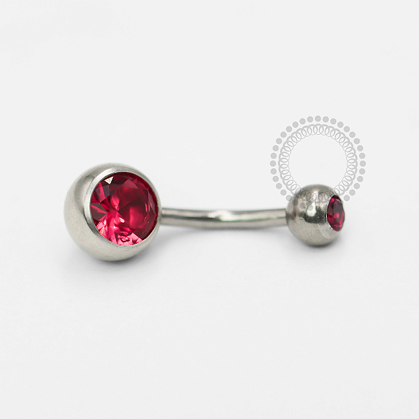 BZ11 Navel Tradicional CZ Fúcsia Aço 316L