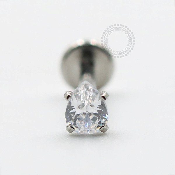 PB107 Labret Gota Zirconia Aço 316L