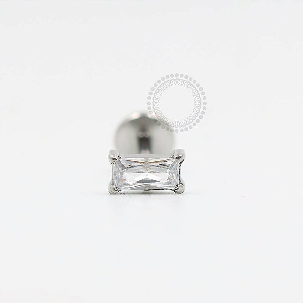PB114 Labret CZ Baguette Horizontal Aço 316L