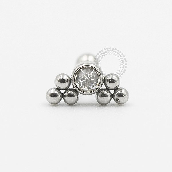 PB65 Labret Pedra CZ com Esferas Aço 316L