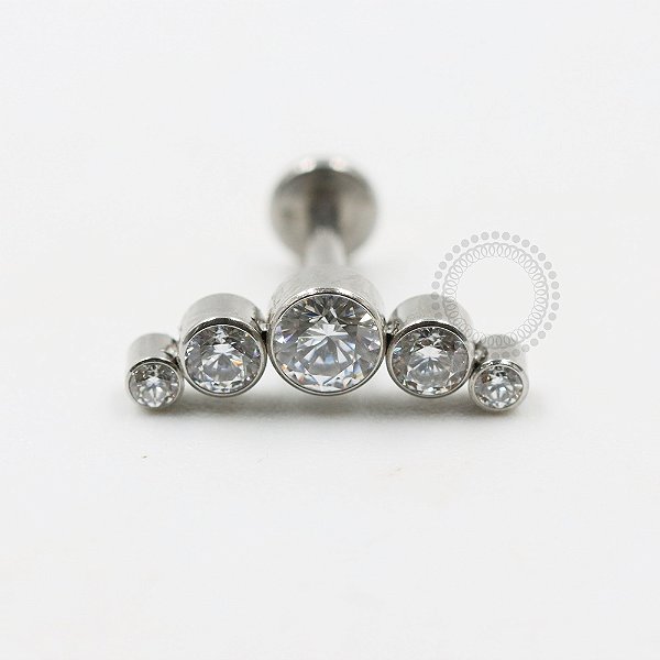 PB90 Labret Cluster 5 CZ Aço 316L