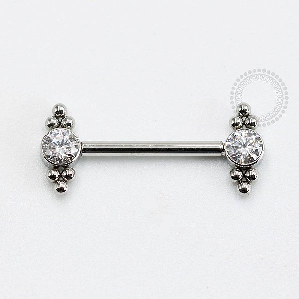PB92 Nipple CZ Esferas Laterais Push Pin Aço 316L