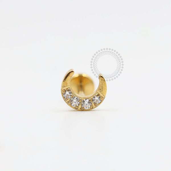 PVD110 Labret Lua Cravejada Aço PVD Gold