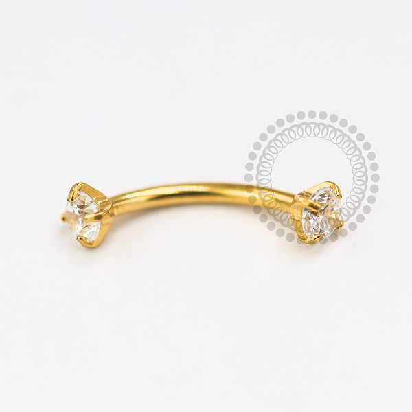 PVD123 Microbell Curvo CZ Aço PVD Gold