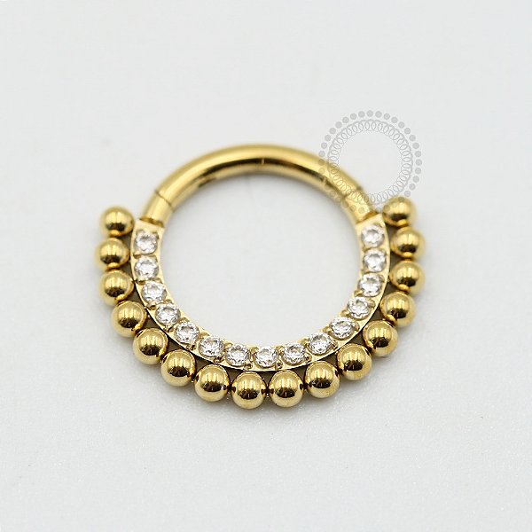 PVD29 Segmento Frontal CZ Esferas  Aço PVD Gold
