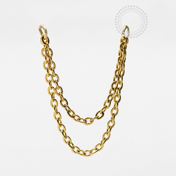 PVD31 Corrente Dupla Aço PVD Gold