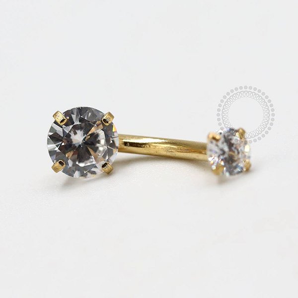 PVD78 Navel CZ Aço PVD Gold