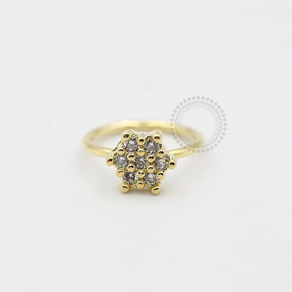 AR45 Argola Fina Floco de Neve CZ Banho Ouro