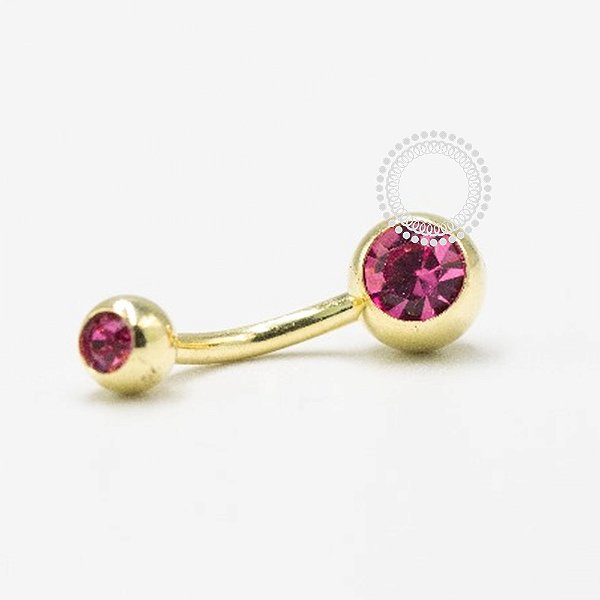 BN02 Navel CZ Rosa Claro Banho Ouro