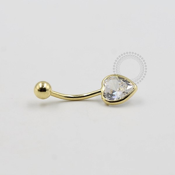 BN20 Navel Coração Zirconia Banho Ouro