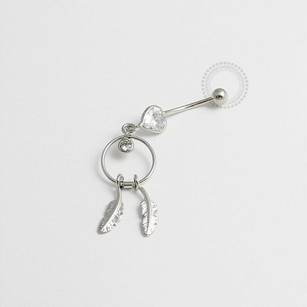 BN28 Navel CZ Pingente Filtro dos Sonhos Banho Ródio