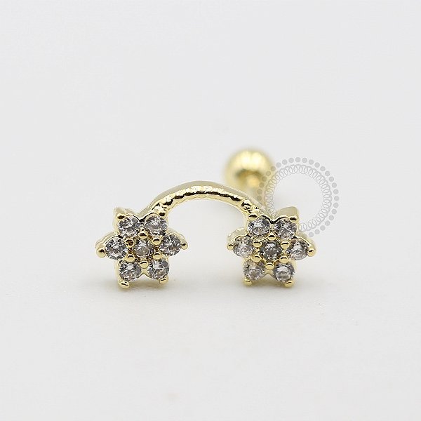 MB15 Microbell 02 Flores Cravejadas Banho Ouro