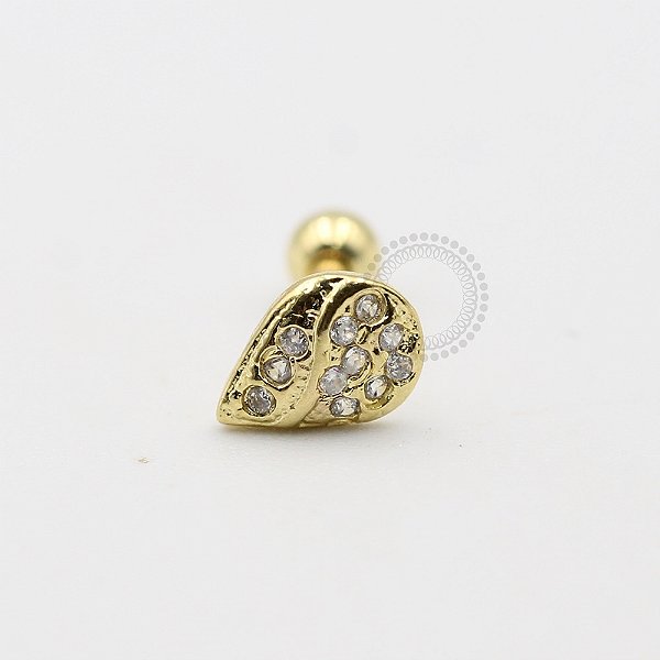MB19 Microbell Reto Gota Cravejada Banho Ouro
